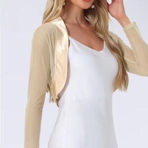 Allegra K Sheer Tan Bolero Jacket